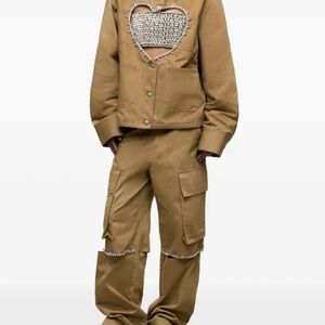 AREA Crystal Slit Cargo Pants NWT